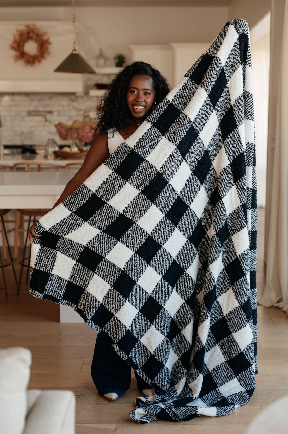 Black & White Buffalo Plaid Blanket