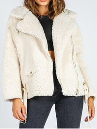 Zip-Up Belted Sherpa Jacket - 3 colors