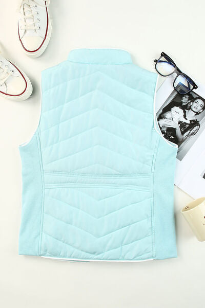 Zip Up Sleeveless Jacket with Pockets