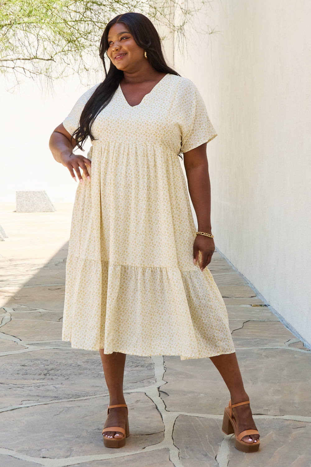 Baby Kimono Sleeve Midi Dress in Cream