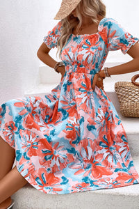 Floral Frill Trim Square Neck Dress - 3 Colorways