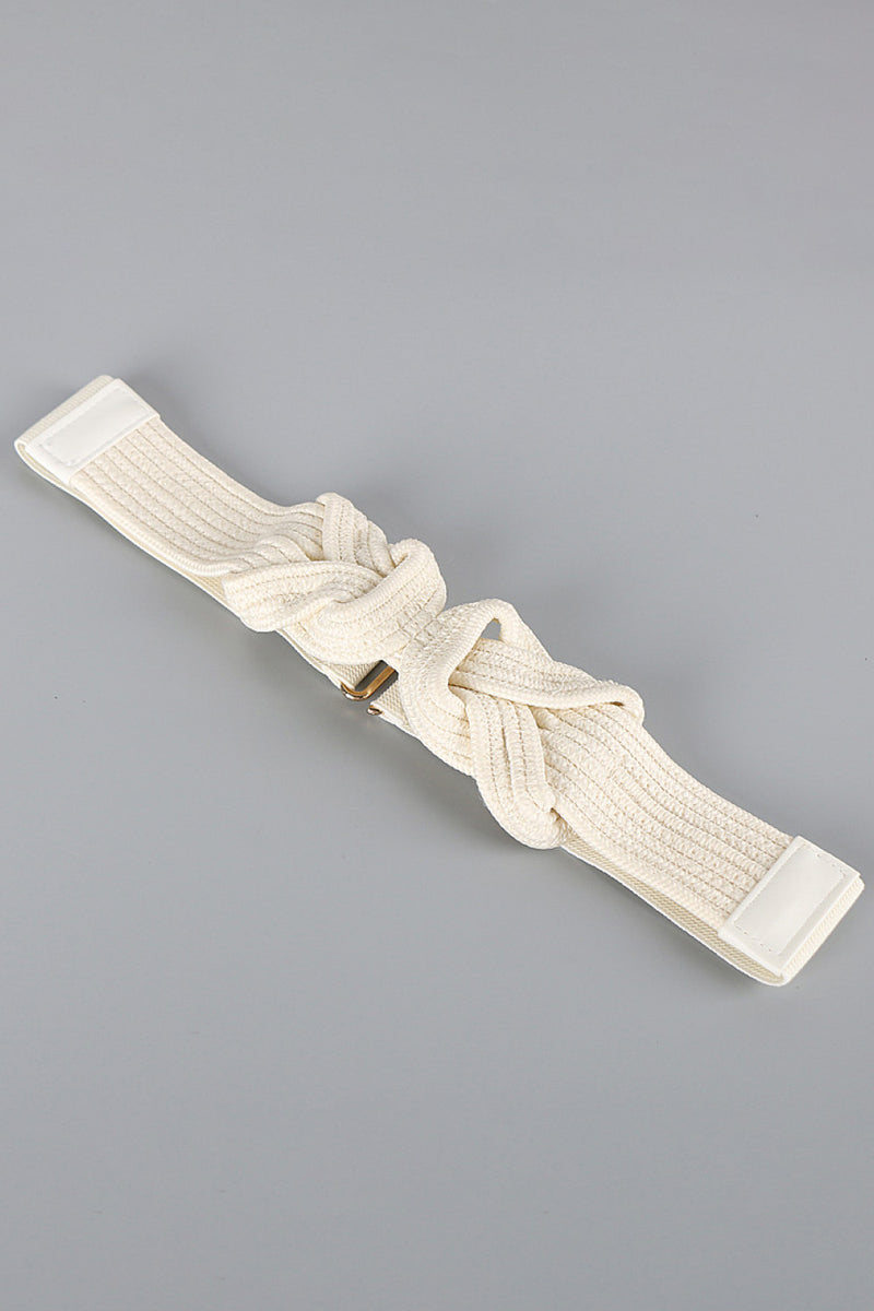 Vegan Leather Multi-Strand Knotted Wide Elastic Belt