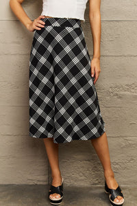 Wide Waistband Knee Length Skirt - 3 colors/patterns