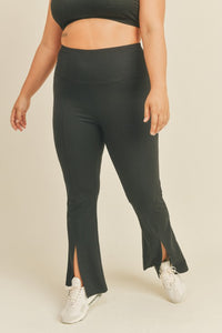 Slit Flare Leg Pants in Black