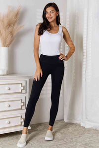 Wide Waistband Sports Leggings with Pockets